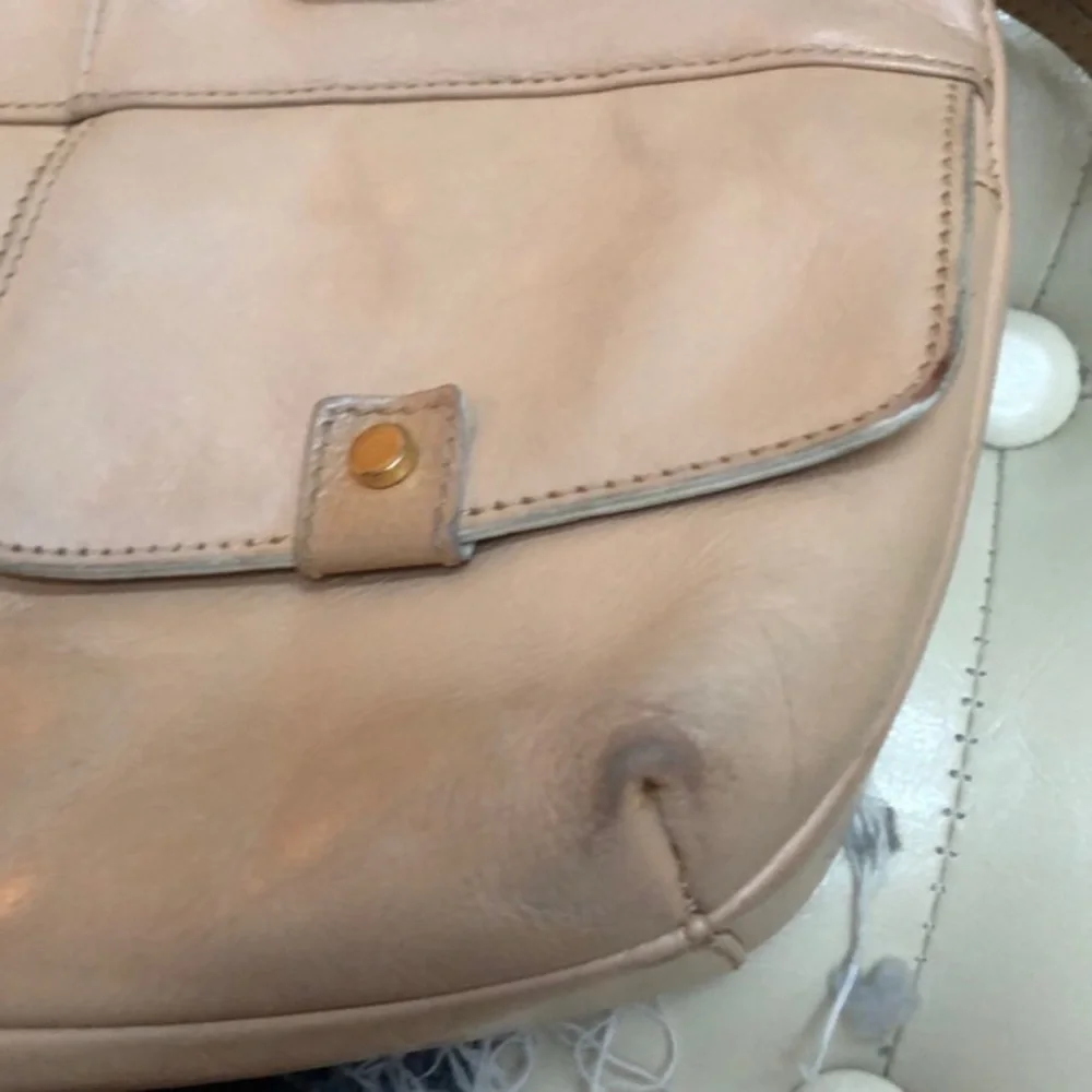 Vintage Hilfiger genuine “loved leather” utility handbag, zip top
